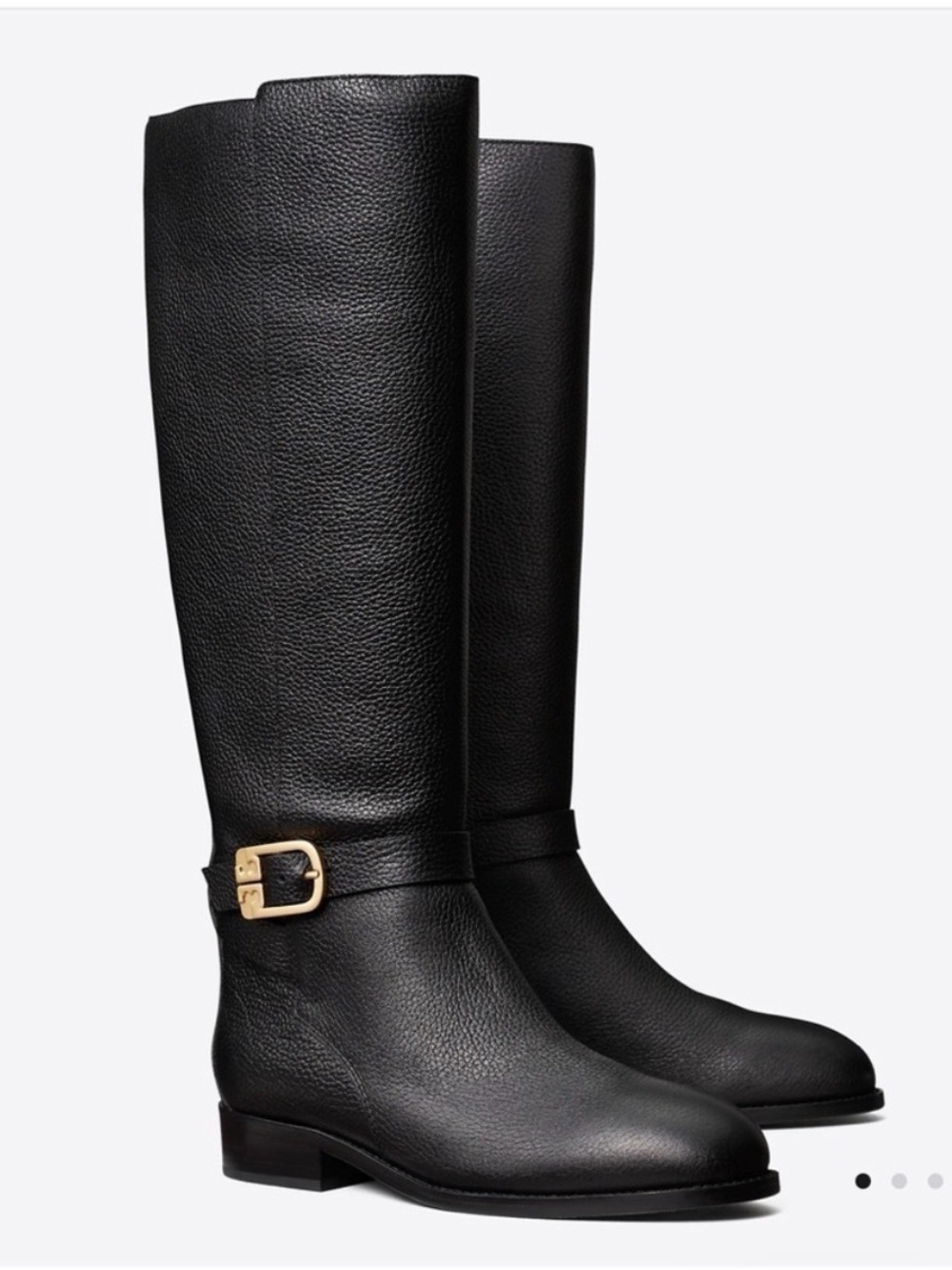 Tory Burch tumbled Leather Knee-High Boots with Gold Buckle size 7.5